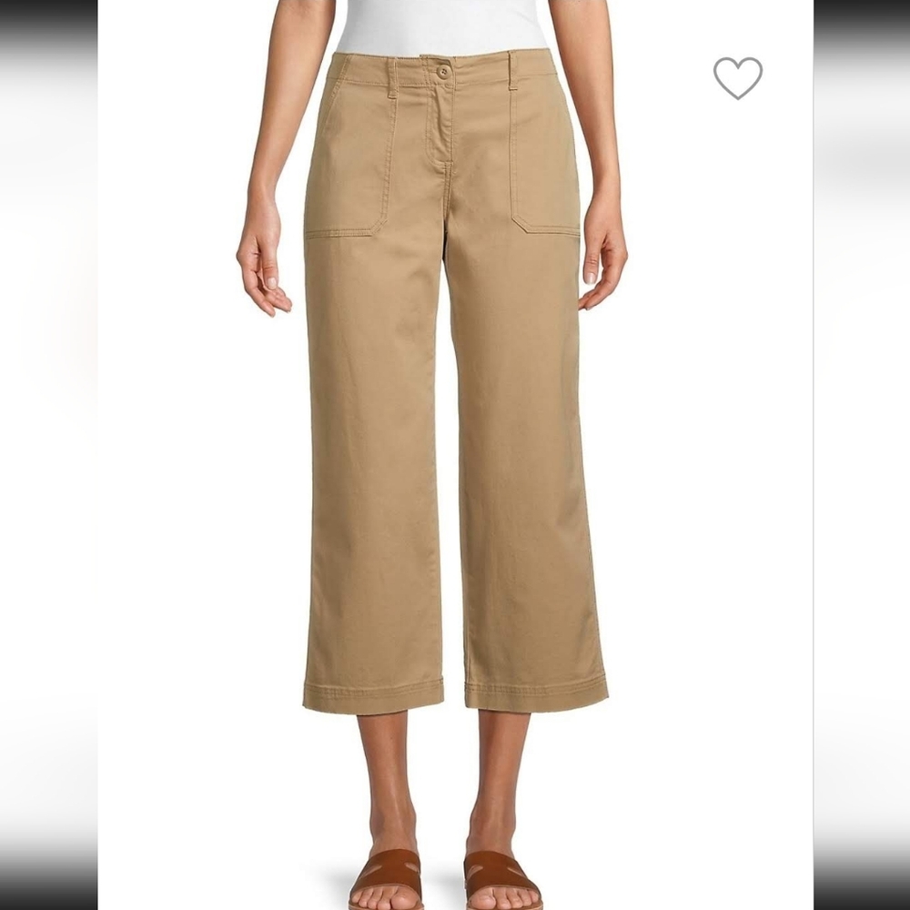 Lord & Taylor Tan Utility Style Wide Leg Pants